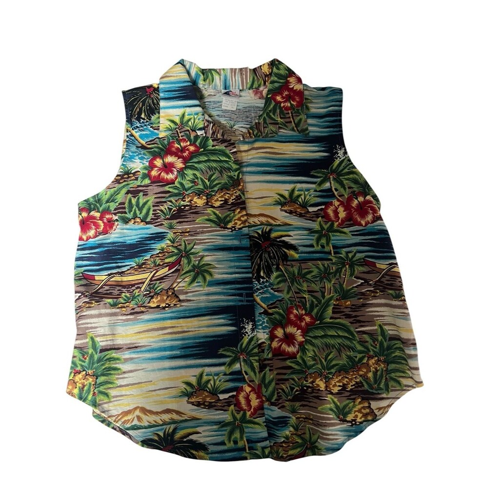 Nui Nalu Vintage Hawaiian Aloha Shirt Hawaiian Tropical Sleeveless Camp XL NWOT